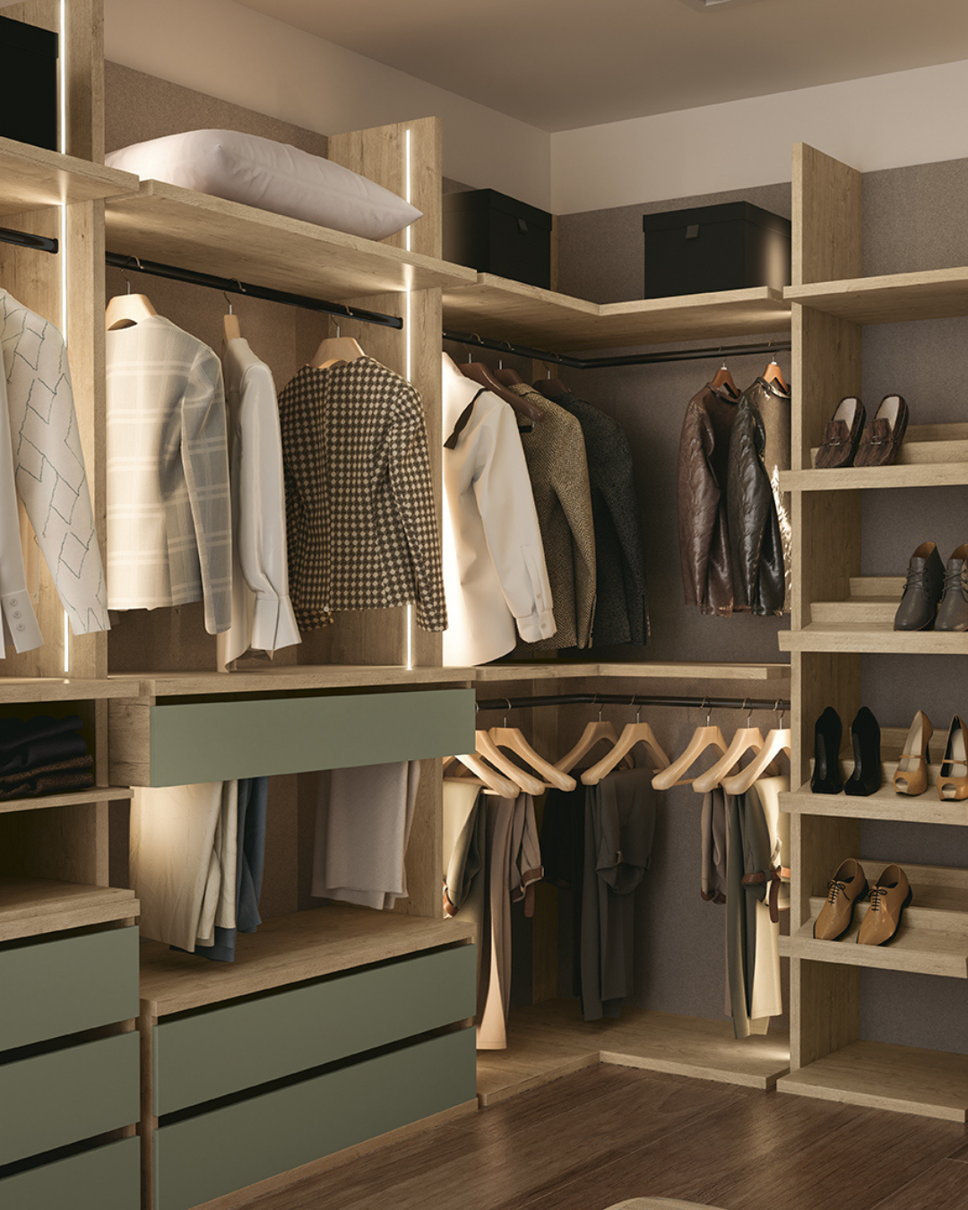 Armario vestidor abierto madera